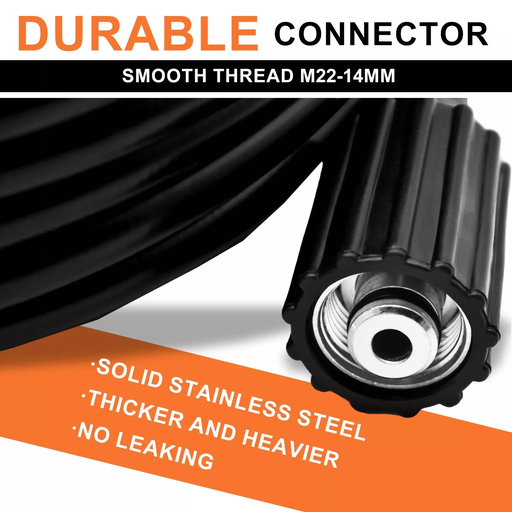 100FT 5800PSI Replacement High Pressure Power Washer Hose M22 Thread Connect