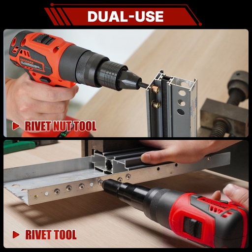 2in 1 Cordless Rivet Gun Electric Riveter Brushless Riveting Tool