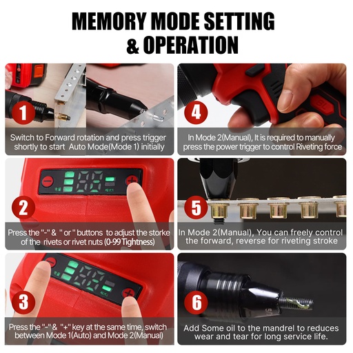 2in 1 Cordless Rivet Gun Electric Riveter Brushless Riveting Tool