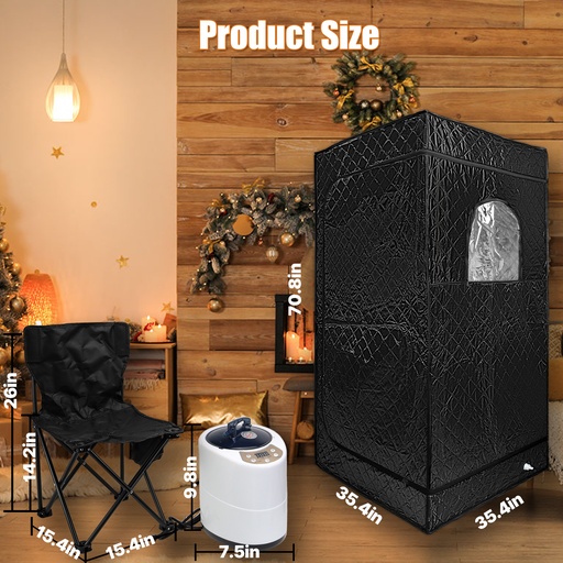 Super Large 2000W 4L Full Size Portable Steam Sauna Personal Home Spa w/ Remote