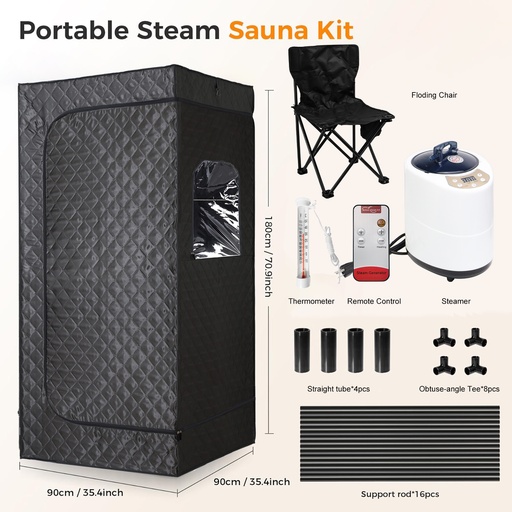 Super Large 2000W 4L Full Size Portable Steam Sauna Personal Home Spa w/ Remote