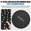 Black Shower Faucet Set 8" Rainfall Shower Head Combo System w/ Mixer Valve Kit