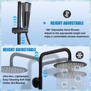 Black Shower Faucet Set 8" Rainfall Shower Head Combo System w/ Mixer Valve Kit