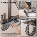 12"Gun Gray Shower Faucet Set Rainfall Head Combo Massage Jets LED Display Valve