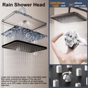 12"Gun Gray Shower Faucet Set Rainfall Head Combo Massage Jets LED Display Valve