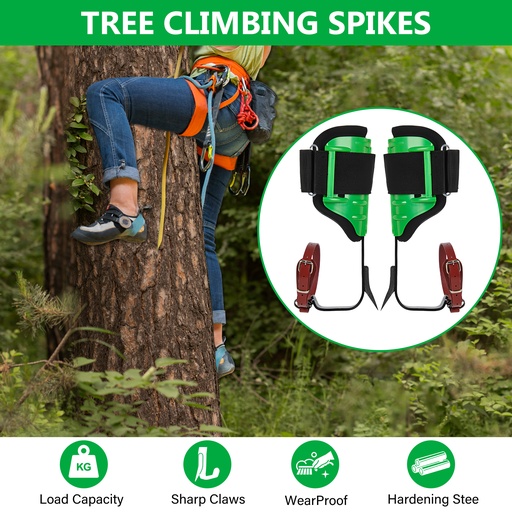 Tree Climbing Spikes Adjustable Height Pole Tree Climbing Spurs Steel w/2 Gear