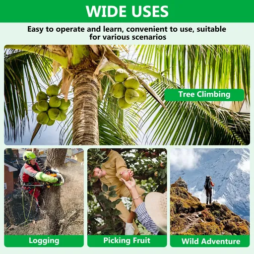 Tree Climbing Spikes Adjustable Height Pole Tree Climbing Spurs Steel w/2 Gear