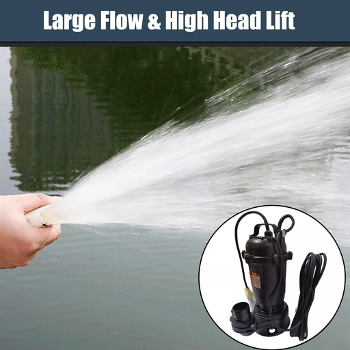 2HP Submersible Sump Pump 220V Cast Iron Sewage Pump 6498GPH w/66ft HOSE