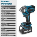 21V Cordless Impact Wrench Kit 1/2" 1200Nm High Torque Brushless Drill w/ 2 Battery