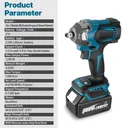 21V Cordless Impact Wrench Kit 1/2" 1200Nm High Torque Brushless Drill w/ 2 Battery