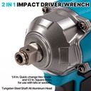 21V Cordless Impact Wrench Kit 1/2" 1200Nm High Torque Brushless Drill w/ 2 Battery