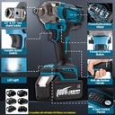 21V Cordless Impact Wrench Kit 1/2" 1200Nm High Torque Brushless Drill w/ 2 Battery