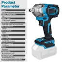 21V Cordless Impact Wrench 1/2" 1200Nm High Torque Brushless Drill w/ 2 Battery