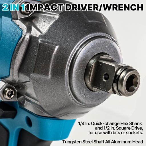 21V Cordless Impact Wrench 1/2" 1200Nm High Torque Brushless Drill w/ 2 Battery