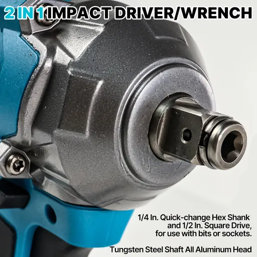 21V Cordless Impact Wrench 1/2" 1200Nm High Torque Brushless Drill w/ 2 Battery