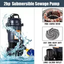 2HP Submersible Sump Pump 1500W Cast Iron Sewage Pump 6498GPH w/26ft Cord 220V