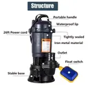 2HP Submersible Sump Pump 1500W Cast Iron Sewage Pump 6498GPH w/26ft Cord 220V