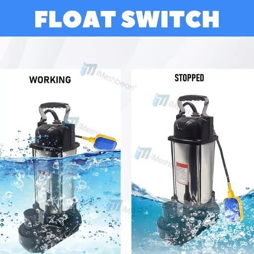 1.5HP Sewage Grinder Sump Pump W/Float Heavy Duty Stainless Steel 6000GPH 110V