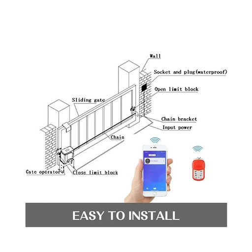 3100lbs Automatic Sliding Gate Opener APP Control With 4 Remotes