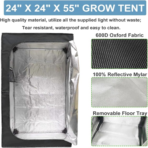 4 x 2 Grow Tent Kit With LED Lights Complete Grow Kit With Full Spectrum Grow Light 40"x24"x80"