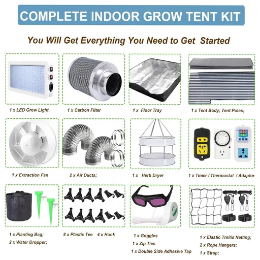 4 x 2 Grow Tent Kit With LED Lights Complete Grow Kit With Air Filter 48" x 24" x 80"