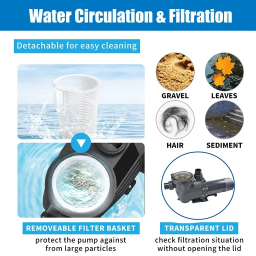 Dual Speed 2HP High-Flo INGROUND Swimming Pool Pump Strainer Energy Saving 230V