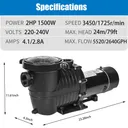 2HP 2 Speed 230V High-Flo IN-GROUND Swimming Pool Pump Motor Strainer