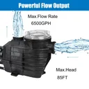 2HP Inground Swimming Pool Pump 110-240V 6500GPH 85FT Head Lift 2" NPT Connectors