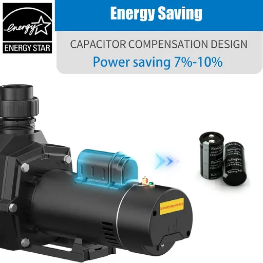 2HP Inground Swimming Pool Pump 110-240V 6500GPH 85FT Head Lift 2" NPT Connectors