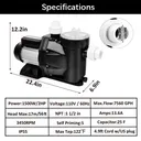 2HP In/Above Ground Swimming Pool Pump Motor Strainer Hayward Replacement 110V US
