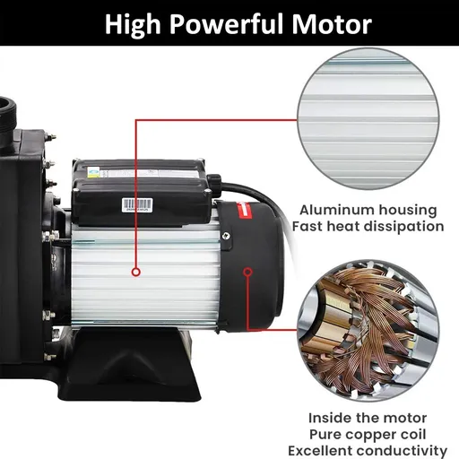1.5HP 110V Swimming Pool Pump Motor 7500GPH Self Primming Above Ground Straine