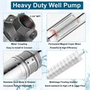 1 HP 4 inch Deep Well Submersible Pump 220V 33GPM 257ft Lift With Pressure Switch External Check Valve