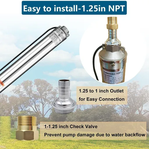 1 HP 4 inch Deep Well Submersible Pump 110V 37GPM 207ft Lift 100ft Cord 1.25 inch NPT Discharge With Control Box