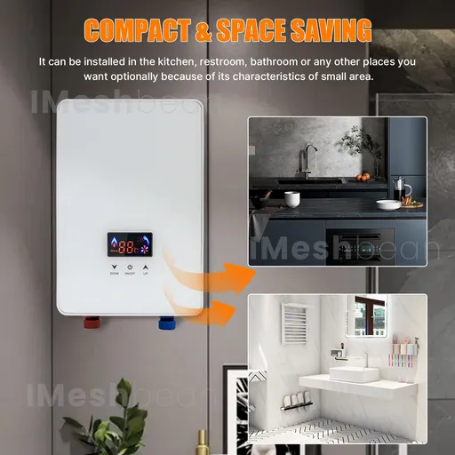 220V Tankless Electric Water Heater Instant On Demand Electric Boiler Whole House For Sinks 6500W