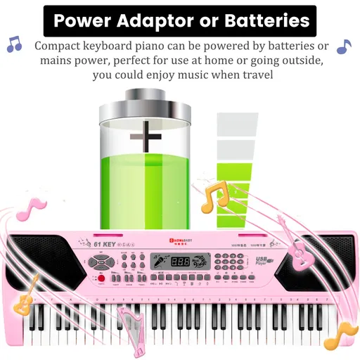 61 Key Music Electronic Keyboard Electric Digital Piano Organ Xmas Gift, Pink