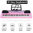 61 Key Electric Digital Piano Music Keyboard With Microphone Stand For Kids Beginner Birthday Christmas Gifts Pink