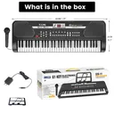 61 Key Electric Digital Piano Music Keyboard With Microphone For Kids Beginner Birthday Christmas Gifts Black
