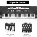 61 Key Music Electronic Keyboard Electric Digital Piano Organ with Stand Xmas Black