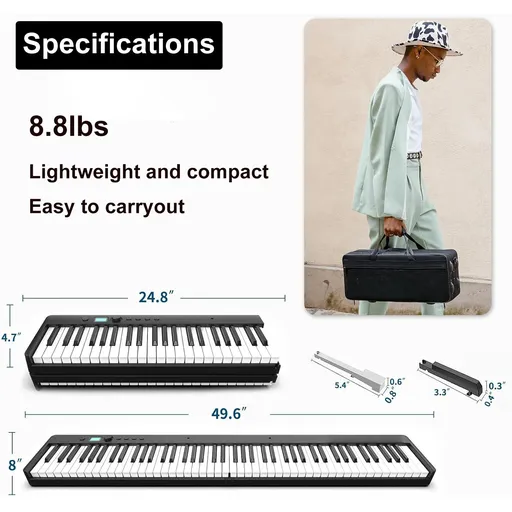 88 Key Electric Digital Piano Keyboard Weighted Key w/ Pedal, Power Supply and Bag