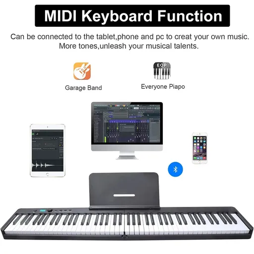 88 Key Electric Digital Piano Keyboard Weighted Key w/ Pedal, Power Supply and Bag