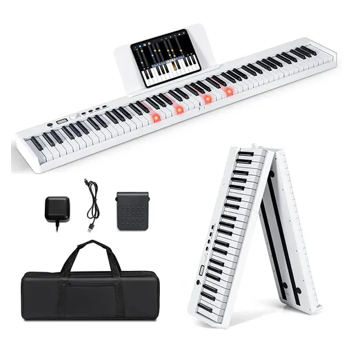 88 Key Piano Keyboard Beginner Electric Digital Piano With Semi Weighted Keys Power Supply Pedal and Bag
