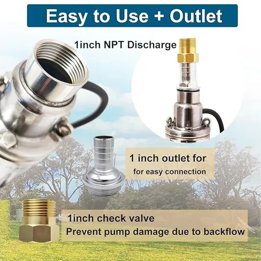 1/2 HP 4 inch Deep Well Submersible Pump 110V 9GPM 328FT Lift 33FT Cord 1 inch NPT Discharge