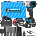 Cordless Electric Impact Wrench Nut Gun 1/2'' High Power Drill Driver