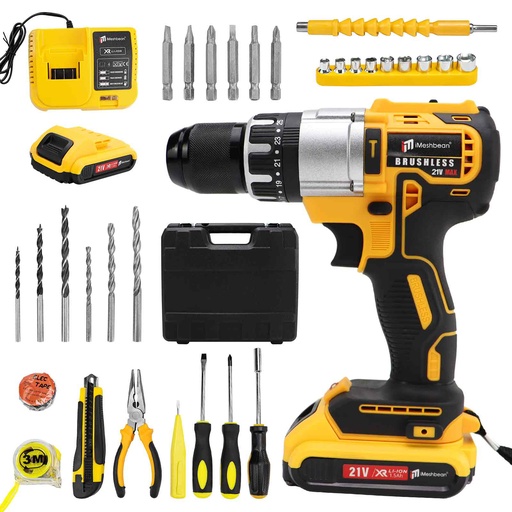 21V Cordless Drill 3/8" Electric Screwdriver Max 55Nm Power Drill Driver+Battery