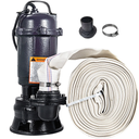 2HP Submersible Sump Pump 220V Cast Iron Sewage Pump 6498GPH w/66ft HOSE