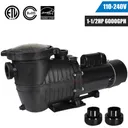 1.5HP Inground Swimming Pool Pump 115-230V Dual Voltge 6000GPH 69FT Head Lift With Strainer Basket 1.5" NPT Connectors