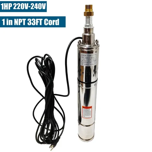 1 HP 3.5 inch Deep Well Submersible Pump 220V 8GPM 328ft Lift 33ft Cord 1 inch NPT Discharge
