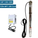 1/2 HP 2 inch Deep Well Submersible Pump 110V 4.4GPM 164ft Lift 33ft Cord 0.75 inch NPT Discharge With Control Box
