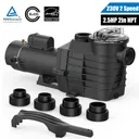 2.5HP 2 Speed Inground Swimming Pool Pump 220-240V 9000/4140GPH 98FT Head Lift 2in/1.5in Universal NPT Connectors