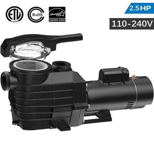 2.5HP Inground Swimming Pool Pump 110-240V 9000GPH 98FT Head Lift 2" NPT Connectors